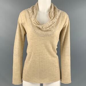 HEART HAAT Size M Beige Wool Crochet Cowl Collar Casual Top